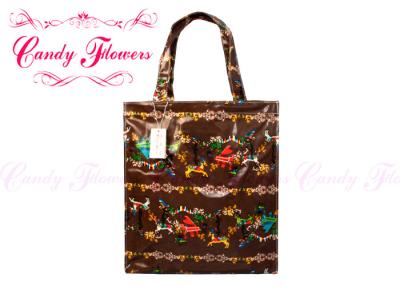 China Vintage Waterproof PVC Printed Reusable Shopping Bags Wood Horse Pattern for sale