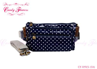 China Fashion Small Waist Bag Women Blue White Polka Dot Around the Waist Purse for sale