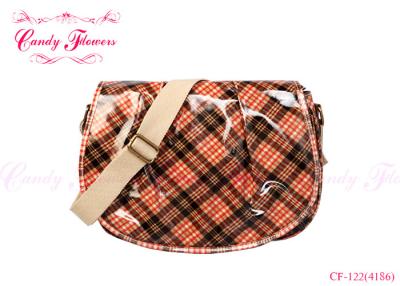 China Orange Spring Plaid Cross Body Bags for women , 2 internal pockets for sale