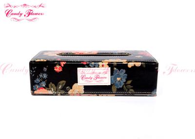 China Elegant toilet tissue holder Canvas Storage Boxes with Floral Printed for sale