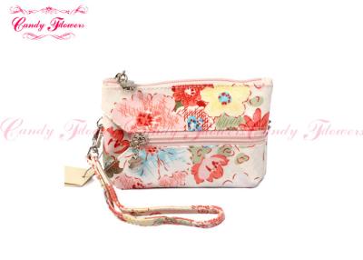 China Customized Floral Print canvas Zippered Coin Purse with Oil Painting for sale