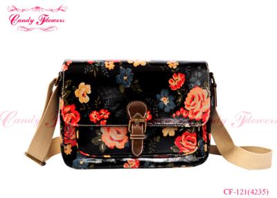 China Reusable Black Floral Girls Messenger Bags Roses Floral for Students for sale