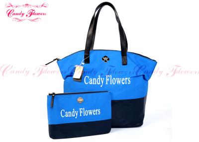 China Blue and Black big cloth tote bags for women , shoulder tote bags for sale