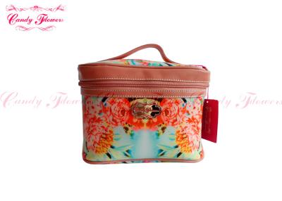 China Customized Small Make up Floral Canvas Bag Travel Cosmetics Case for sale