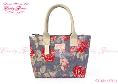 China Beautiful Flower Print Tote Handbags , Women Floral Shopper Bag for sale