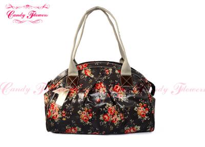 China Waterproof Black Vintage Canvas Flower Tote Bag , Womens Big Size Handbags for sale