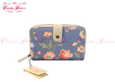 China Royal Blue Floral id credit card wallet with a lot of card slots for Ladies for sale