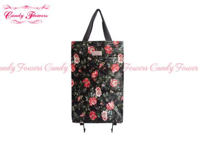 China PVC Canvas Printed Personalised Shopping Bags Vintage High Capacity Black Roses for sale