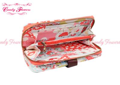 China Wind Floral Print Ladies Card Wallet , Colorful Fashion Summer Tote Heart Wallet for sale