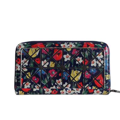 China PVC Coated Canvas Ladies Card Wallet , Women Floral Prism Basic Wallet for sale