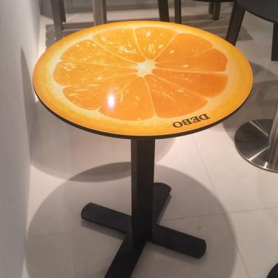 China DEBO modern solid hpl table restaurant coloful and durable dining table for sale