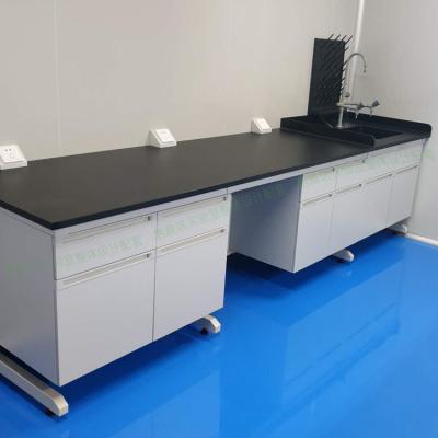 China Contemporary High Quality Lab Furniture Center Lab Bench For Physics Biology Study Science Lab Table Waterproof Top Body Steel for sale