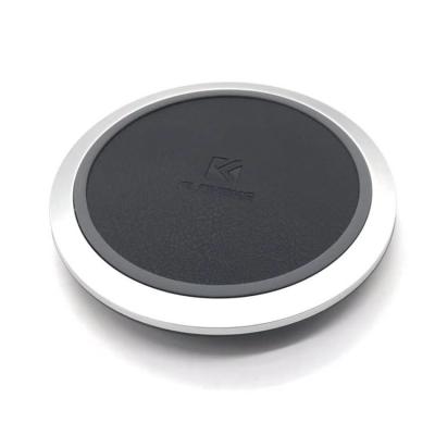 China New PU 10w Convenience 2021 Mobile Phone Charger Micro USB Wireless Charger Universal Qi Leather Fast Wireless Charging Pad for sale