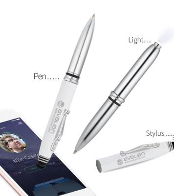 China Promotional Triple Function Crowne Premium Stylus Metal Metal Pen With Light And Stylus for sale