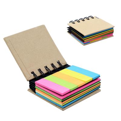 China Pocket Spiral Sticky Notepad Mini Kraft Paper Self Adhesive Custom Printing Notepads For Office for sale