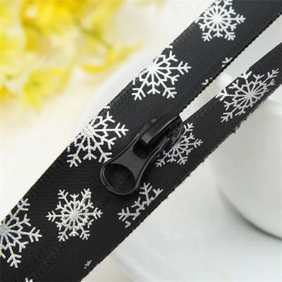 China Waterproof high quality cheap black snowflake printed double side waterproof zipper for luggage for sale