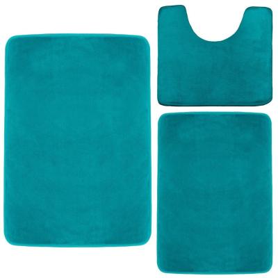 China Sustainable Luxury Memory Foam Carpet Set 3 Piece Anti-Slip Bathroom Cover Set for sale