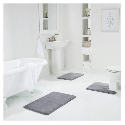 China Washable Custom Made Bath Cover Sets Eco - Friendly Soft Foam Non Slip Bath Mat Toilet Mat Set for sale