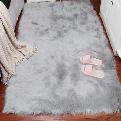 China Anti-Slip Wholesale Modern Gray Faux Fur Sheepskin Area Rug for sale