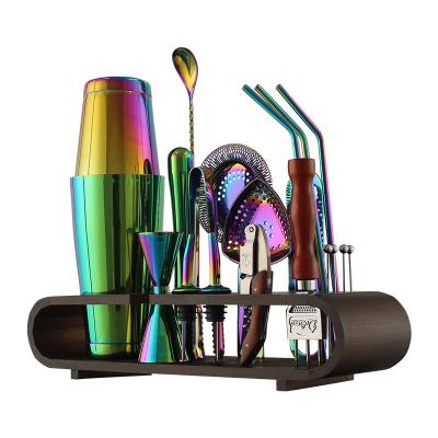 China Sustainable High Quality Luxury Cocktail Shaker Set Colorful 18/8 Steel Bar Kit 18/28oz Stainless Boston Cocktail Shaker Set For Gift for sale