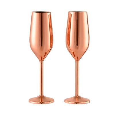 China 18/8 Viable Stainless Steel Champagne Flutes Glass Champagne Wine Glasses for sale