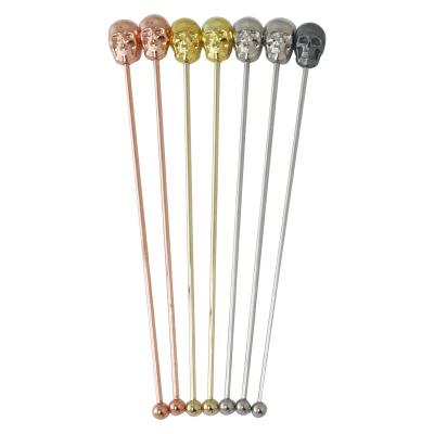 China Viable high quality pink plated long 18/8 stainless steel cocktail stir bar stirrer bar cocktail stick for sale