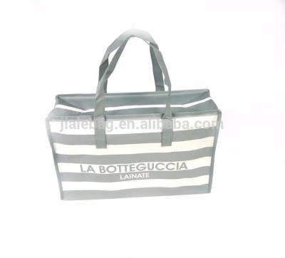 China Folding Zipper Tote Reusable Promotional PP Woven Shopping Bag for sale