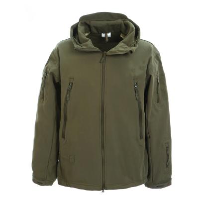 China Viable Men's PTFE Laminated Fabric Army Green Winter Softshell Hooded Windproof Waterproof 3-Layer Military Outdoor Tactical Jacket for sale