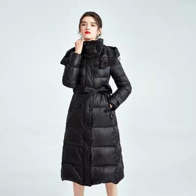 China Winter Waterproof Women Long Slim Down Jacket Coat Waterproof Parka for sale