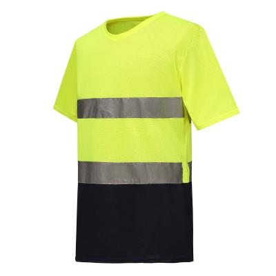 China Workwear Hi Vis Short Sleeves Comfort Miner Work Safety Protective T-Shirts With 5cm Reflective Markings for sale