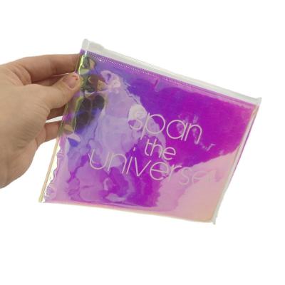 China Custom Logo Printed Small Slim Holographic Mailer Bubble Packaging Bag Protective With Zipper Package PVC for sale