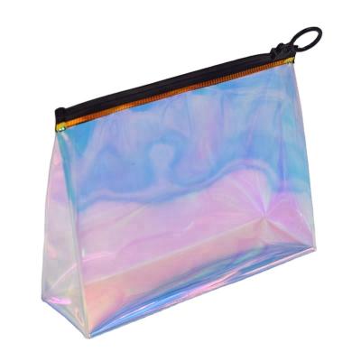 China Hot Selling Eco-friendly Colorful PVC Plastic Cosmetic Holographic Pouch Bag PVC Holographic Makeup Bag for sale