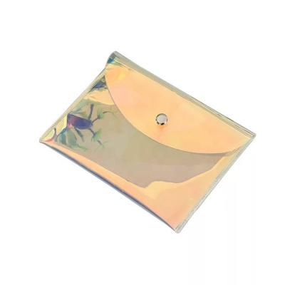 China Fashion Custom Logo And Size Transparent PVC Plastic Bag Holographic Zipper Bag for sale