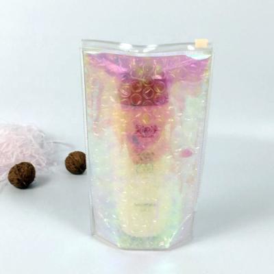 China Fashion Custom Cosmetic Packaging Eco-friendly Cosmetic Makeup Plastic Holographic Bubble Bag for sale