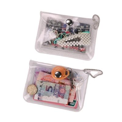 China Hot Fashion Recycle Shiny Glitter Purse Plastic Clear Clear Wallet Coin Clutch Button Bag for sale