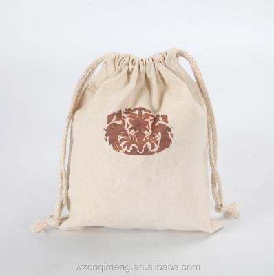 China Wholesale Cheap Promotional White Natural Canvas Shopping Bag Custom Cotton Small Gift Drawstring Bag for sale