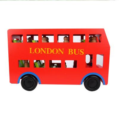 China Educational Double Wooden Bus Assembly Wooden Bus Model Toy Wholese Bridge Eco-friendly Material For Children for sale