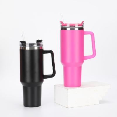 China PORTABLE New Product Wholesale 40oz Powder Coated Tumbler BPA Free Coffee Mug Thermal Insulate with Straw Lid for sale