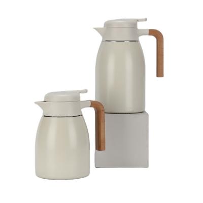 China PORTABLE Wholesale New Products Eco-friendly Water Jug with Wooden Handle Insulate Thermal Coffee Pot with Lid for sale