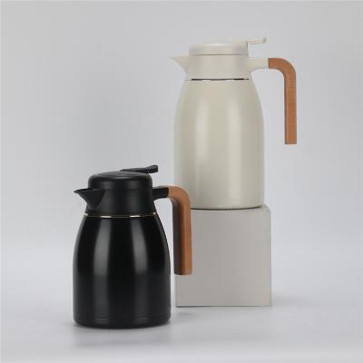 China PORTABLE Professional Customization Sustainable Vacuum Flask Water Jug Wooden Handle Coffee Mug BPA Free Coffee Pot for sale