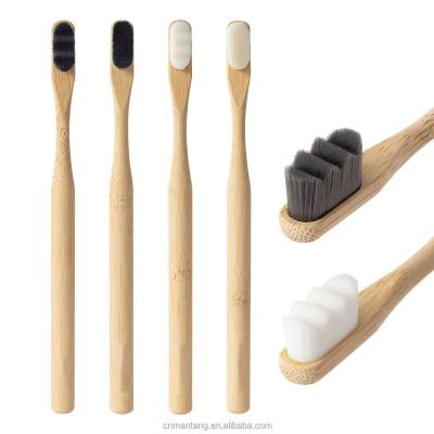 China Disposable Round Handle Nano Toothbrush Factory Sales Bamboo Toothbrush Oral Care Wood Toothbrush With Logo On Handle for sale