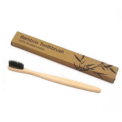 China Disposable Eco Friendly Biodegradable Custom Packing Logo OEM Soft Charcoal Bristle Hotel Flat Handle Bamboo Toothbrush for sale