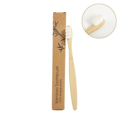 China Disposable Custom Biodegradable Nano 10000 Bristled Charcoal Bamboo Wood Toothbrush For Hotel for sale