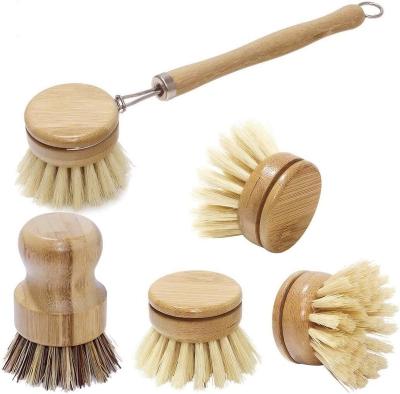 China Sustainable Bamboo Kitchen Plate Dish Pot Cleaning Brush Bamboo Dish Brush With Logo for sale