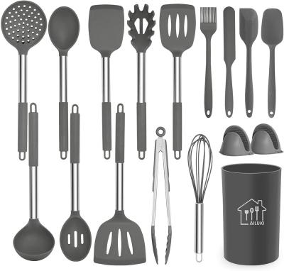 China Sustainable Kitchen Tools 17pcs Stainless Steel Kitchenware Set / Silicone Cookware Set Cookware for sale