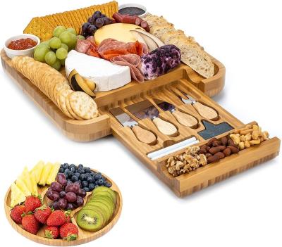 China Easily Cleaned Bamboo Cheese Board and Knife Set: Large Charcuterie Board Set for sale