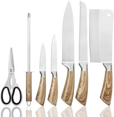 China Viable Kitchen Knife Set Full Function Supplier 7pcs Professional Stainless Steel Kitchen Knife Set Acrylic Knife Block for sale