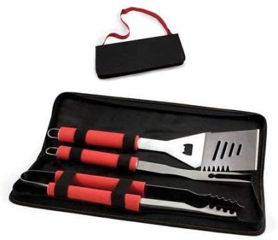 China Easily cleaned heavy duty stainless steel 3pcs barbecue grilling tool kit. Barbecue Accessories Tool Kit With Carry Bag for sale