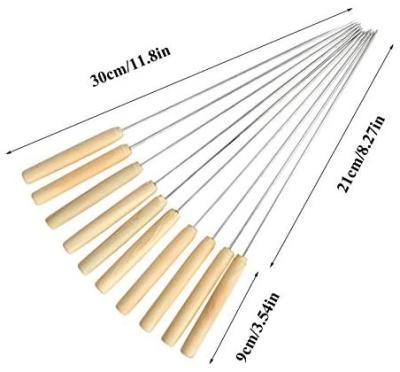 China Cheaper Price Easily Cleaned GRILL Stainless Steel Skewers , Wooden Handle Barbecue Grill Sticks Skewers for sale