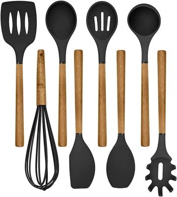 China Sustainable 8 Pc Kitchen Utensil Set, Easy To Clean Wooden Kitchen Utensils, Cookware Sets For Non-Stick Cookware for sale